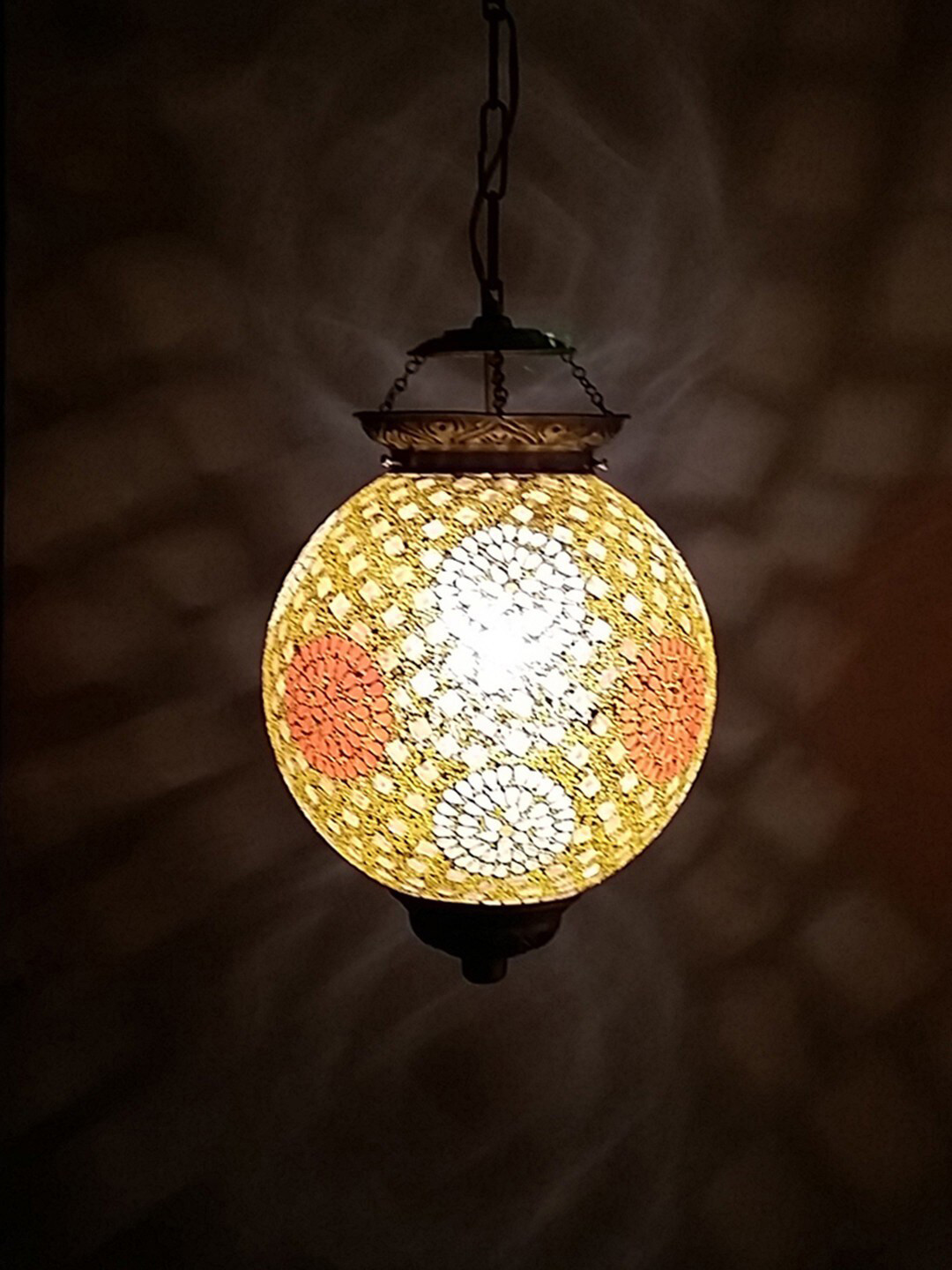Fos Lighting Gold Toned Chandni Tilak Big Hanging Lamp