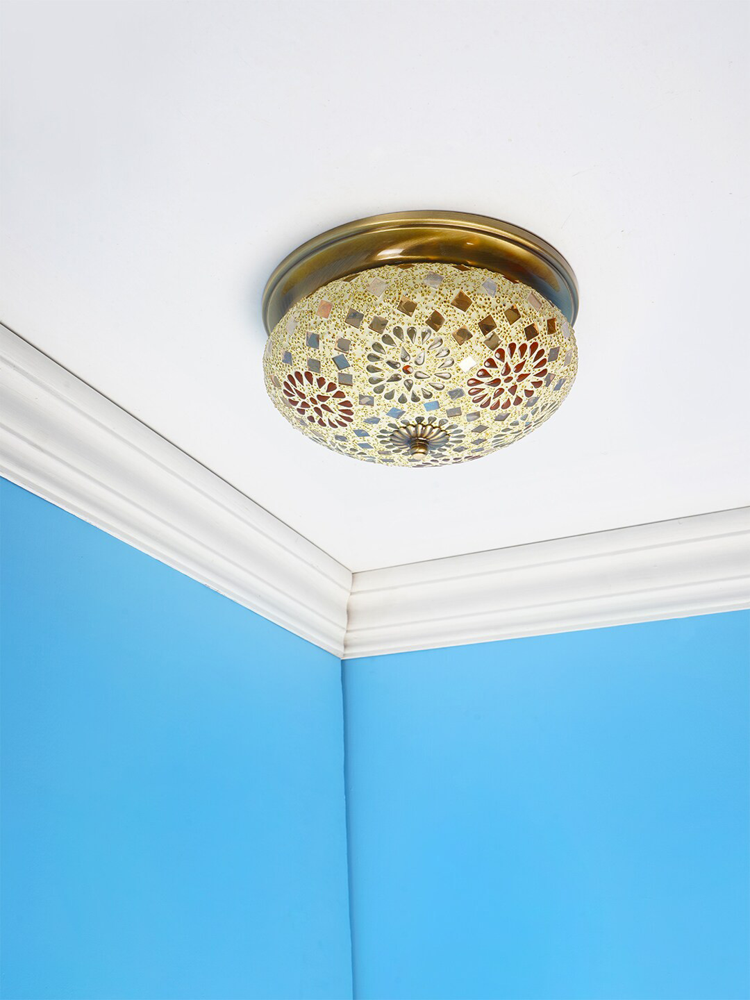 Fos Lighting Gold-Toned Tilak Mosaic Brass Ceiling Lamp