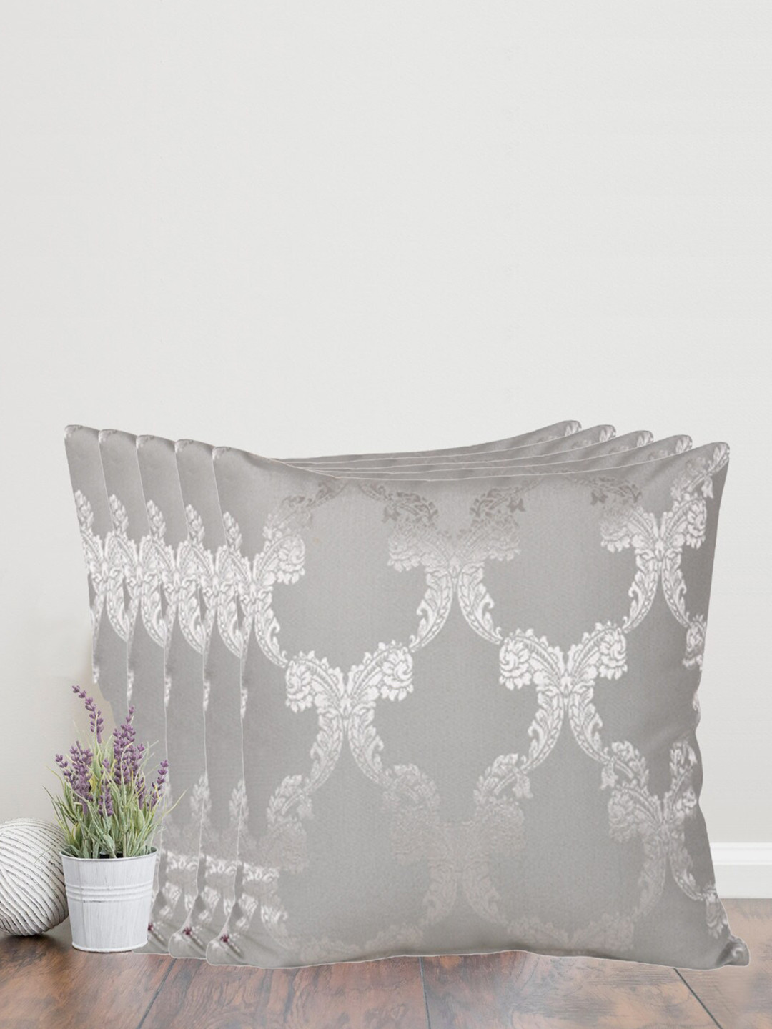 Home Self Design The best Ethnic Motifs Polyester Silk 5 Pcs Cushion Covers -20x20In