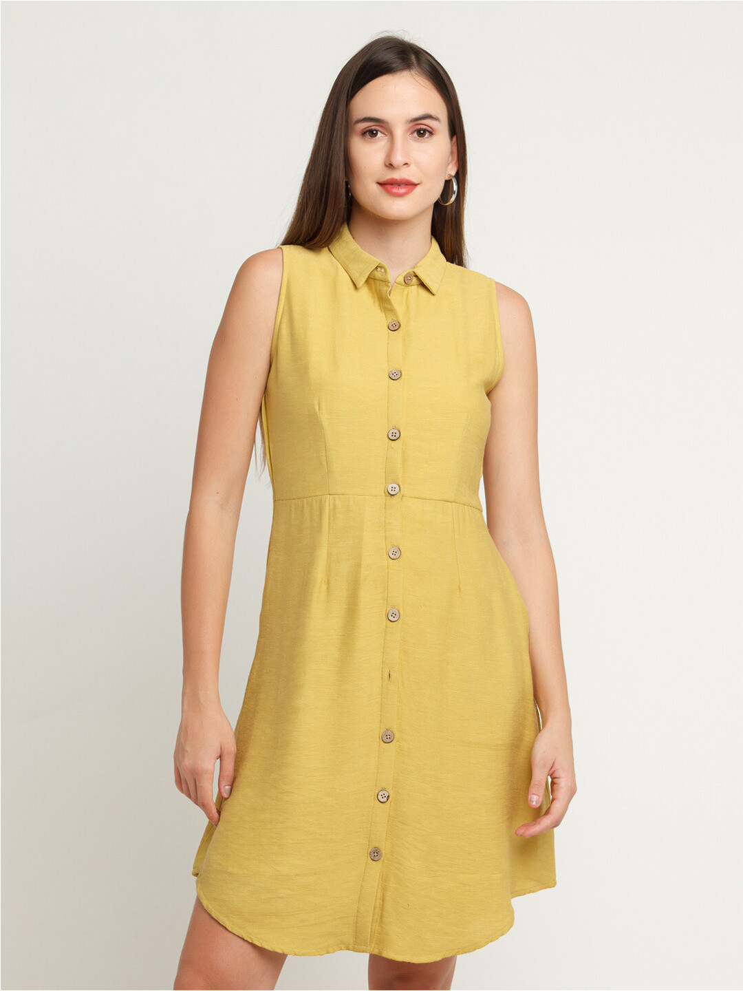 Zink London Women Yellow Shirt Dress