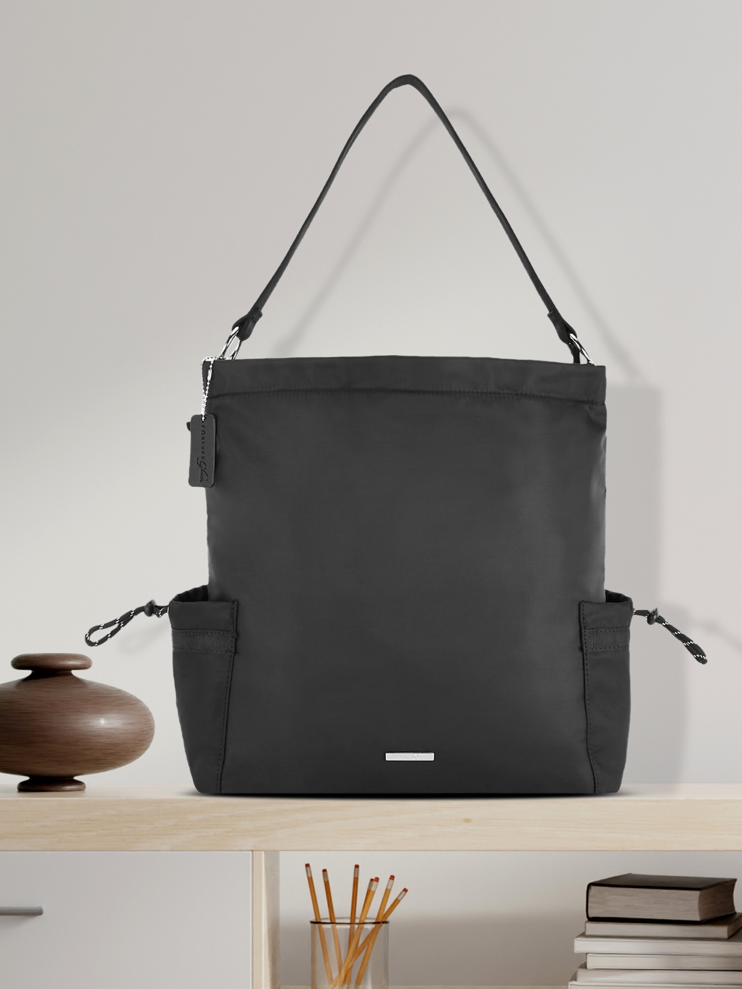 Forever Glam by Pantaloons Black Shopper Tote Bag