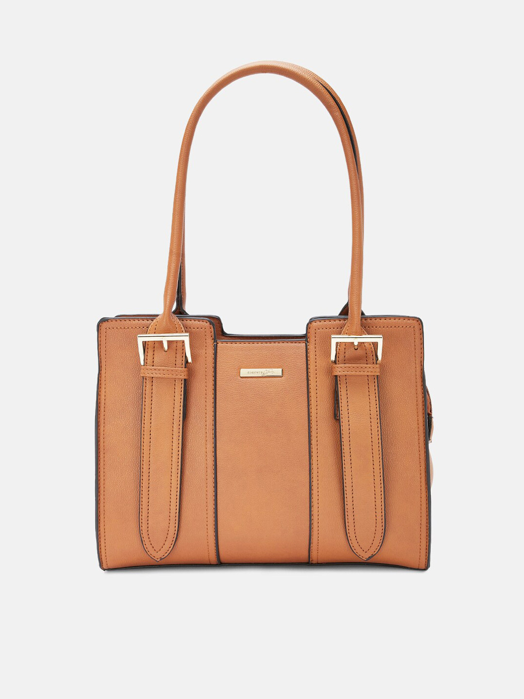 Forever Glam by Pantaloons Tan Structured Shoulder Bag