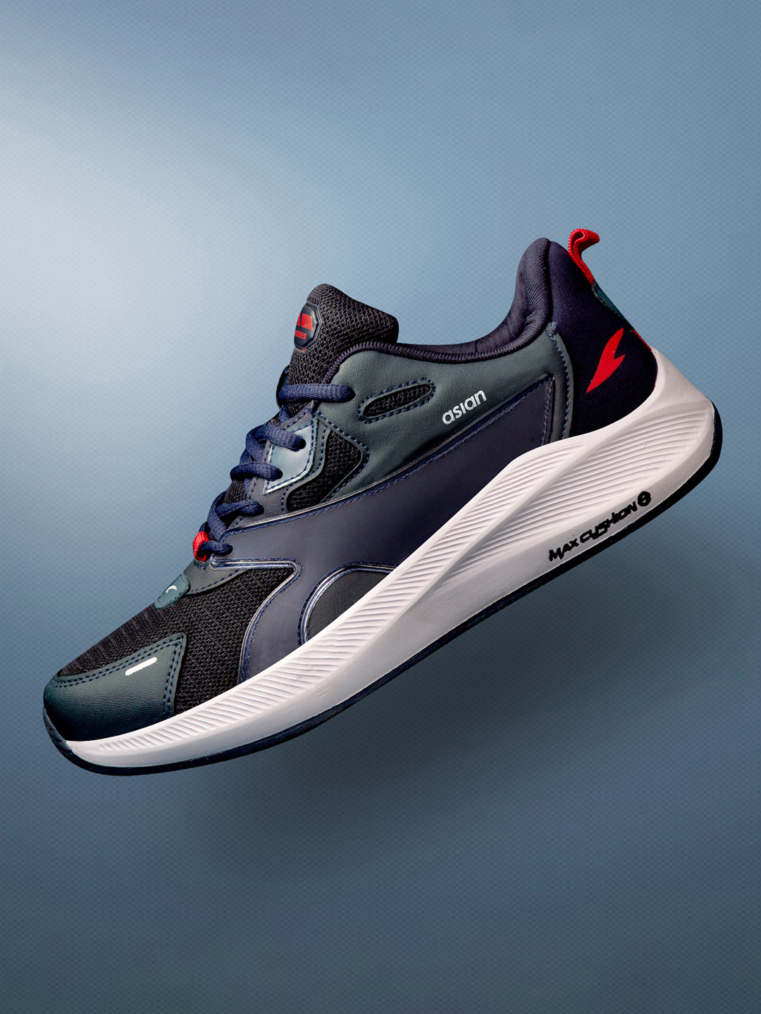 ASIAN Men Navy Blue Mesh Non-Marking Lace-up Running Sport Shoes