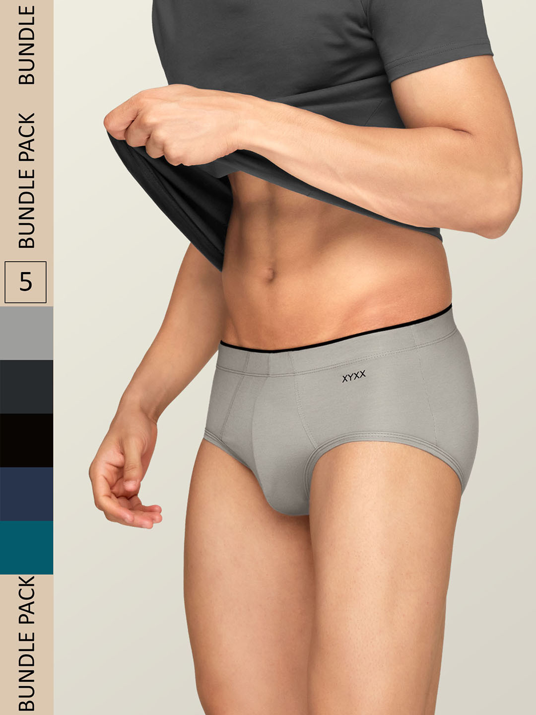 XYXX Men Solid Pack Of 5 Uno IntelliSoft Micro Modal Brief