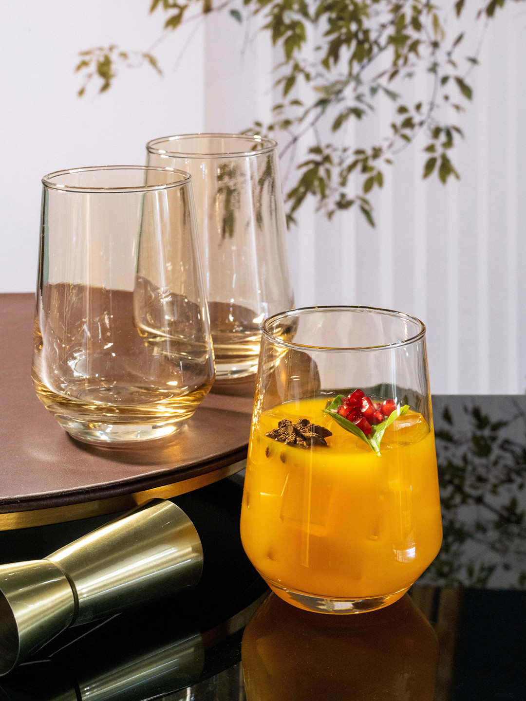 GOODHOMES Transparent Set of 6 Pcs. Color Glass Iconic Tumbler