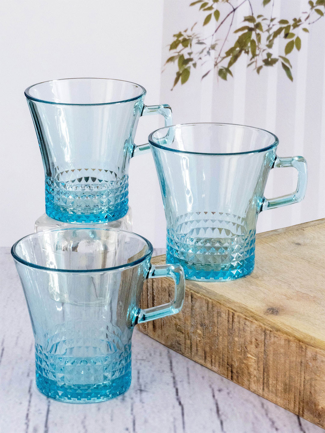 GOODHOMES Solid Glass Transparent Mugs Set of 6