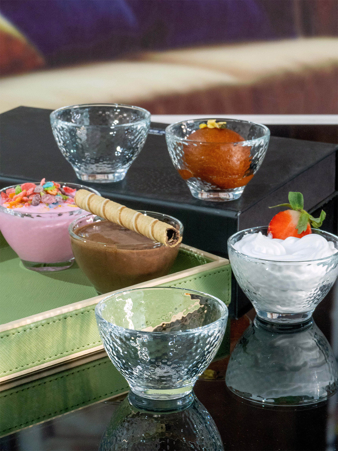 GOODHOMES Set Of 12 Textured Glass Chutney Bowls