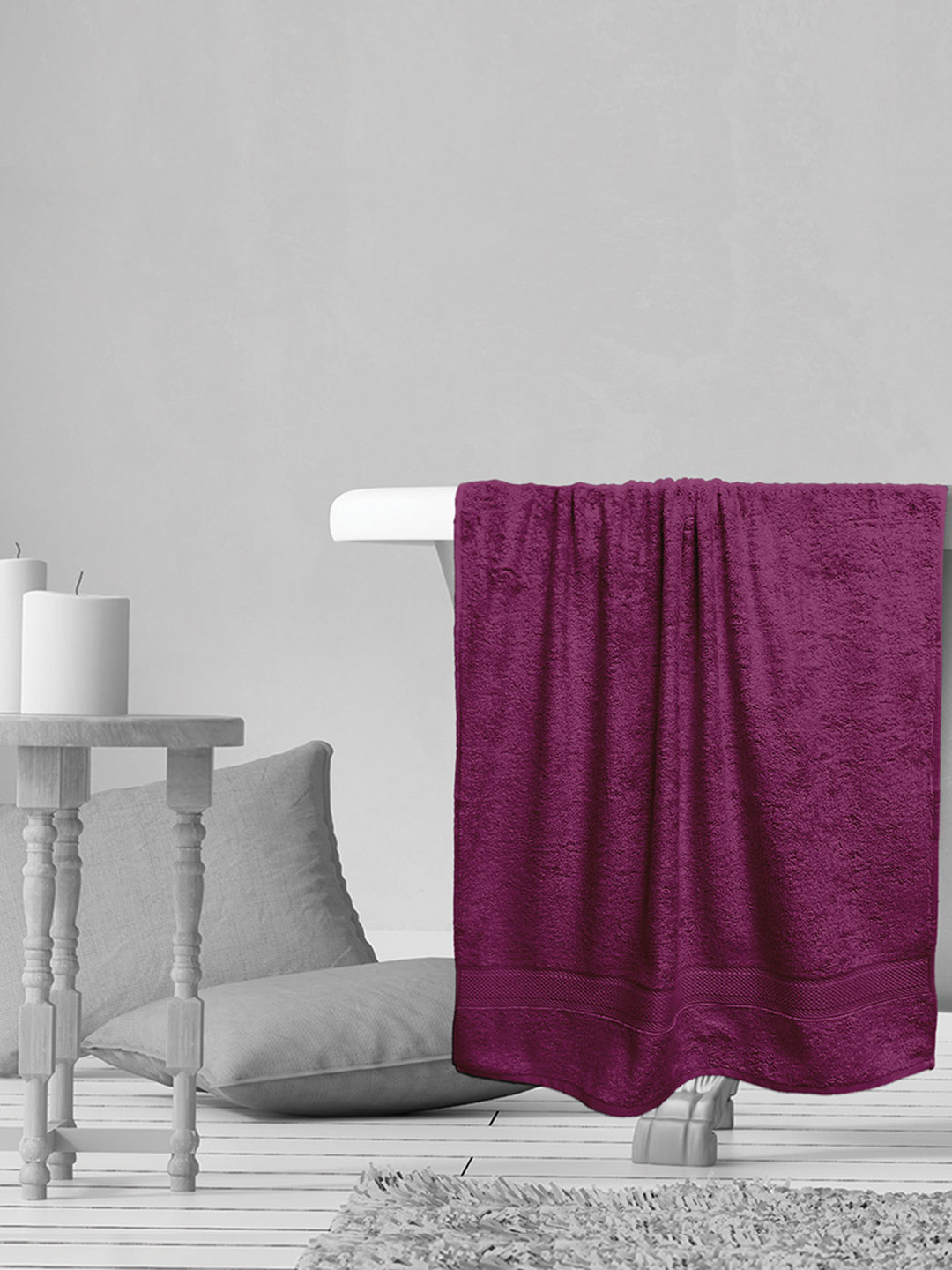 Aura Violet Solid 525 GSM Spur Bamboo Large Bath Towel