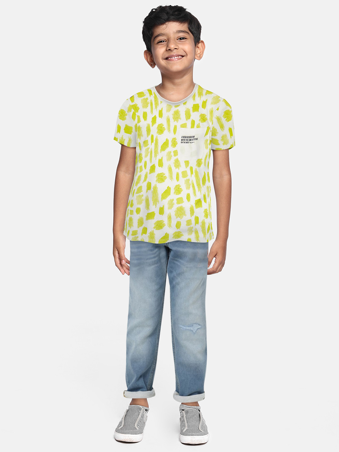 Pepe Jeans Boys Green Printed Pockets Cotton T-shirt