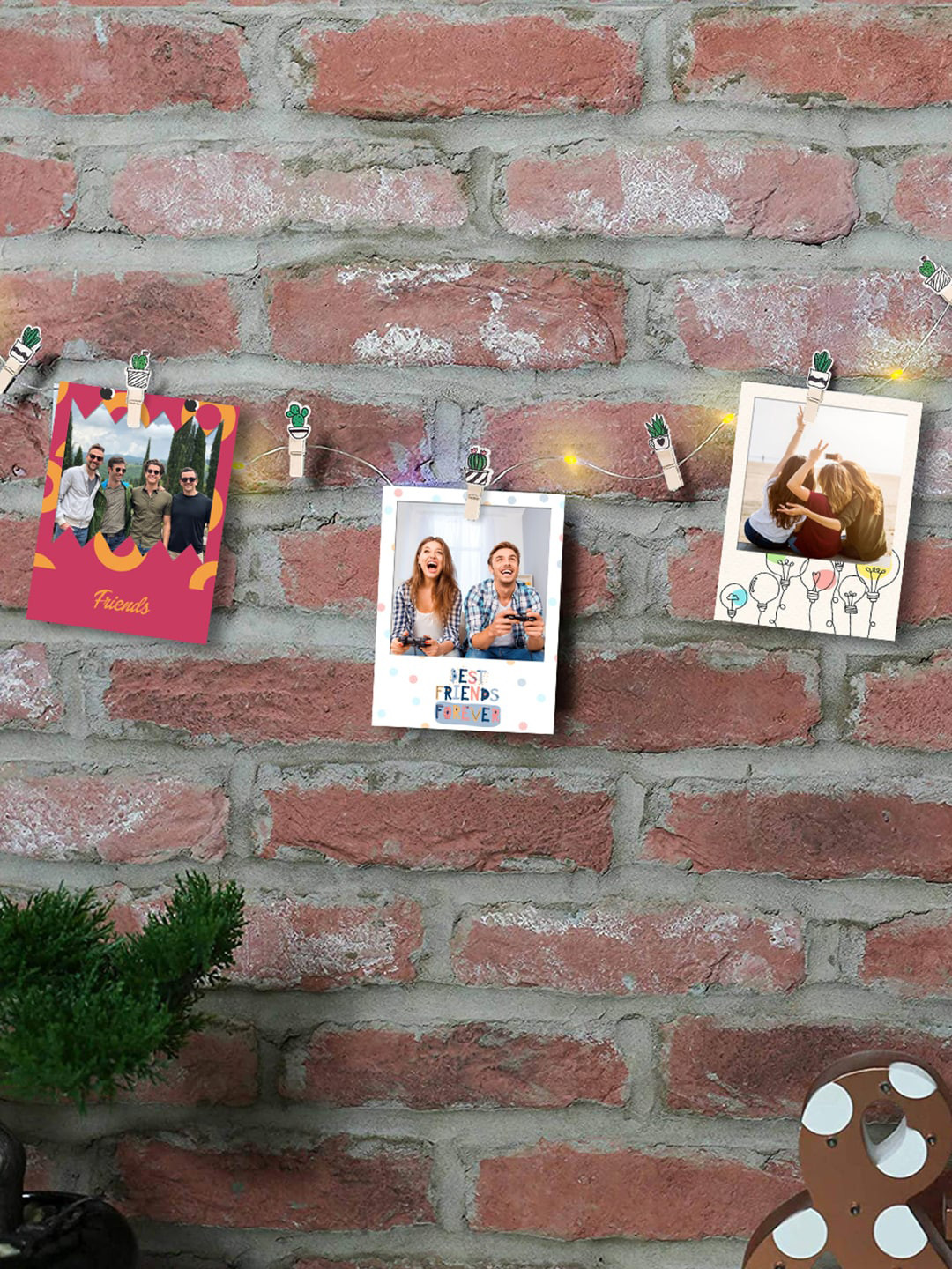 Art Street 10 Cactus Wooden Clips Matte Hanging Hall Wall Hangings-1.4In