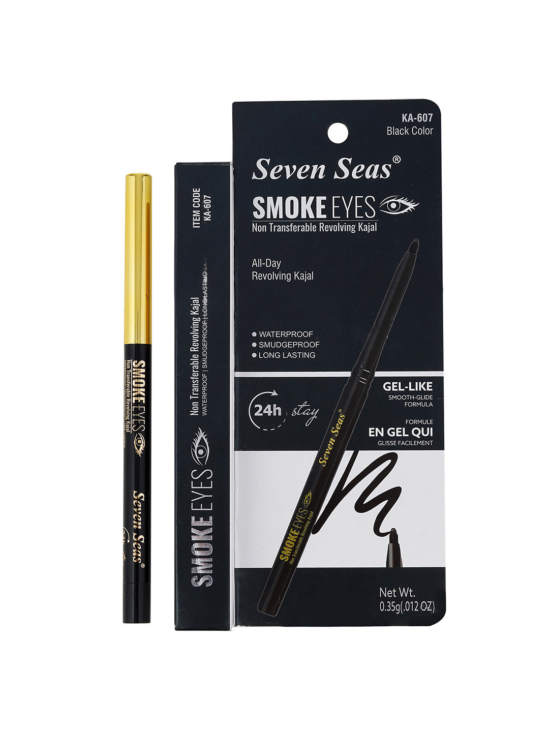 Seven Seas Smoke Eyes 24Hrs Non Transfer Kajal - Black