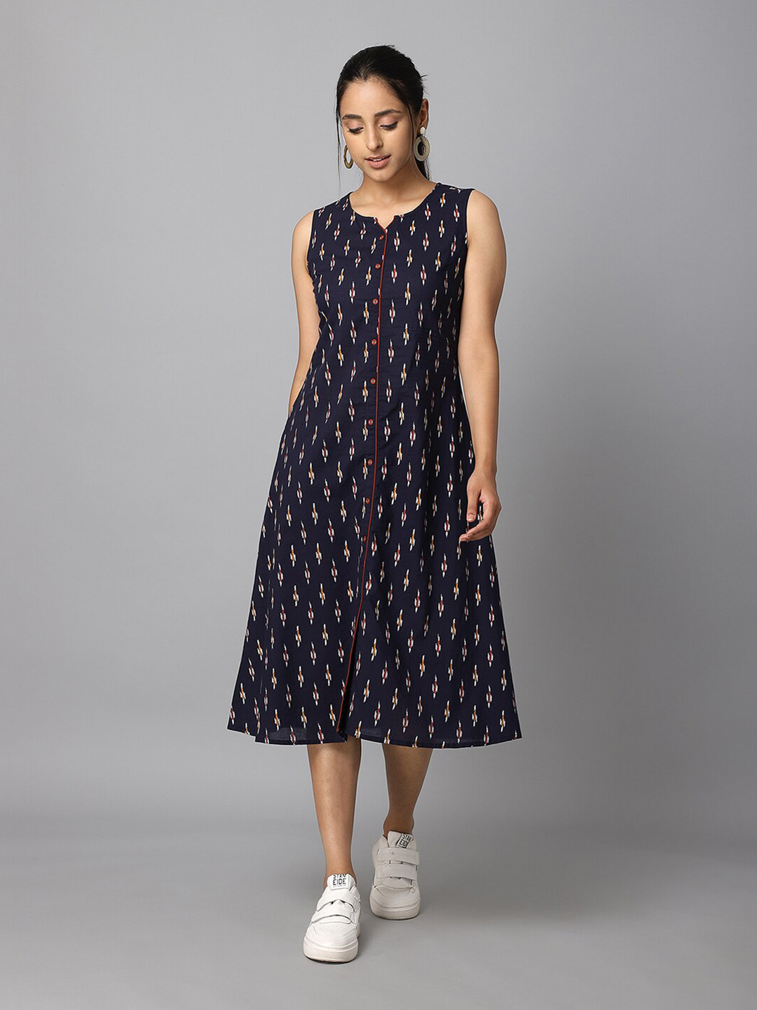 Azira Navy Blue A-Line Maxi Dress