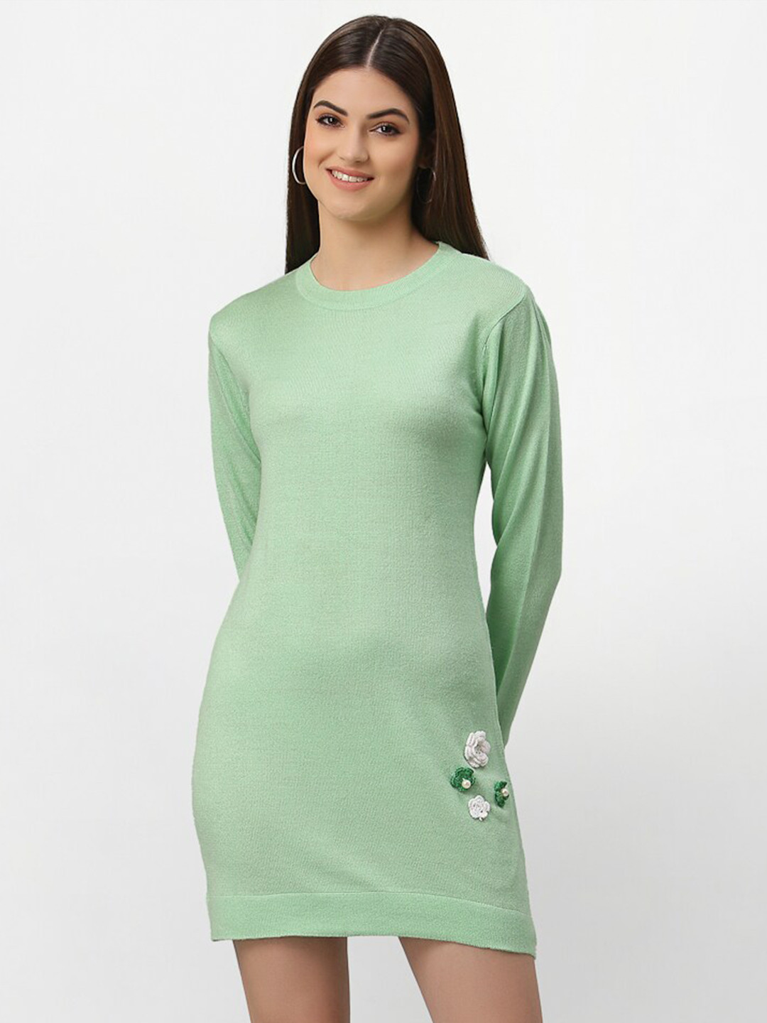 Miramor Women Lime Green Sweater Dress