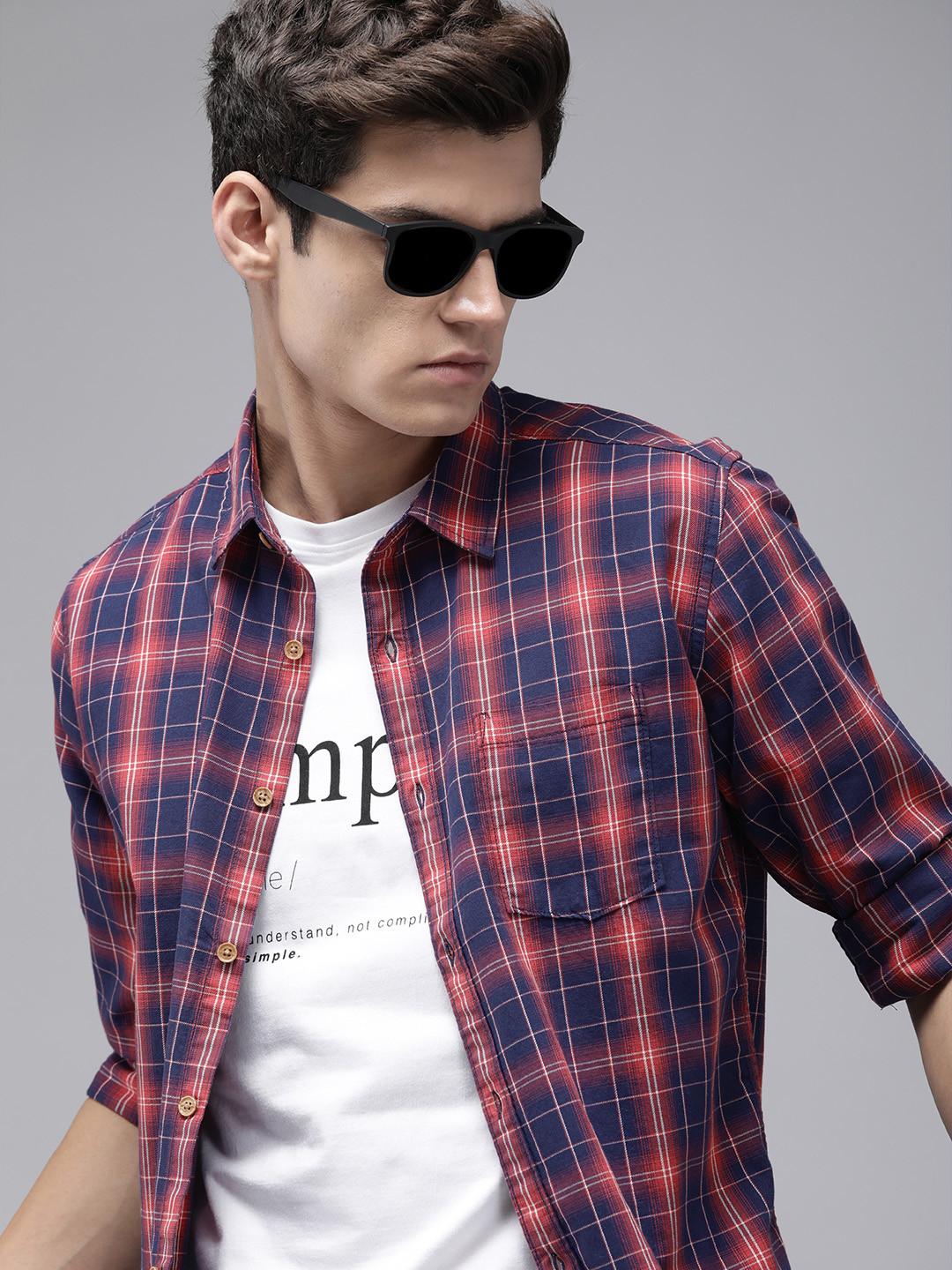 BEAT LONDON by PEPE JEANS Men Classic Slim Fit Checked Casual Shirt