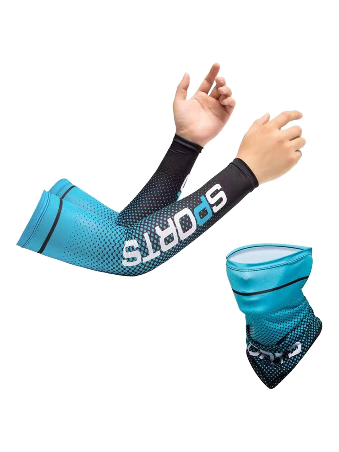 FabSeasons Blue Set of 2 Cooling Arm Sleeves & Bandana