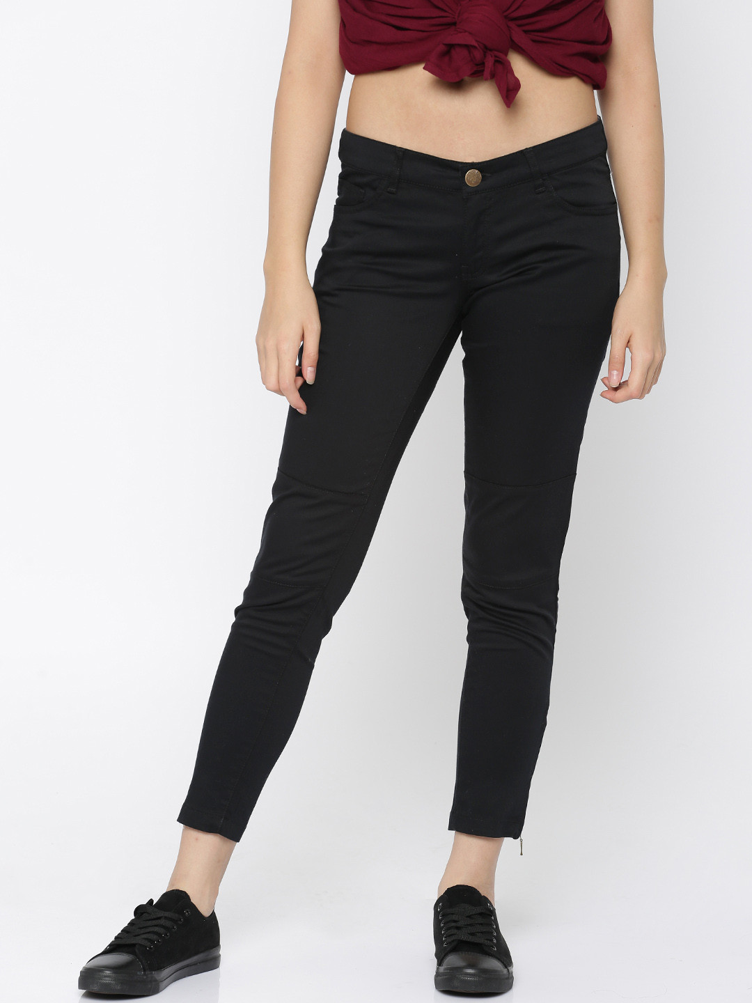 womens black skinny fit trousers
