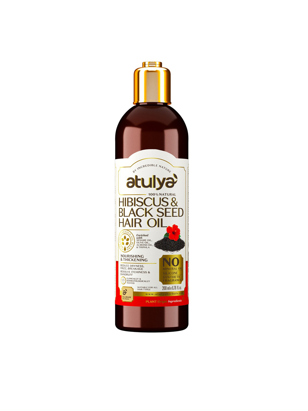 Atulya Hibiscus & Black Seed Hair Oil To Reduce Hair Breakage - 200 ml