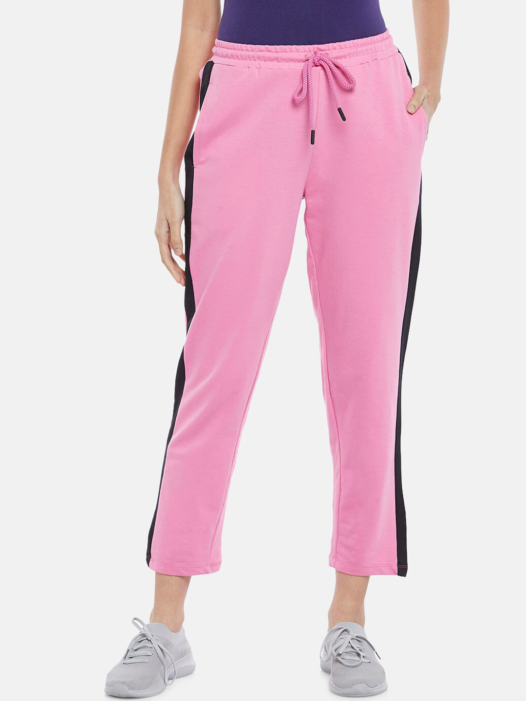 Ajile by Pantaloons Women Pink Solid Cotton Track Pants