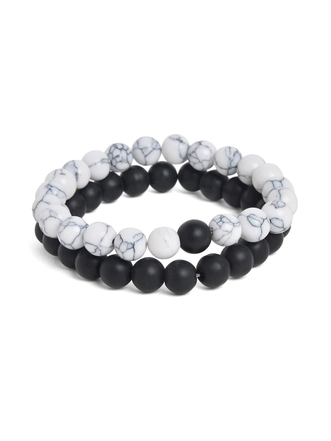 SOHI Men Pack of 2 White & Black Bracelet