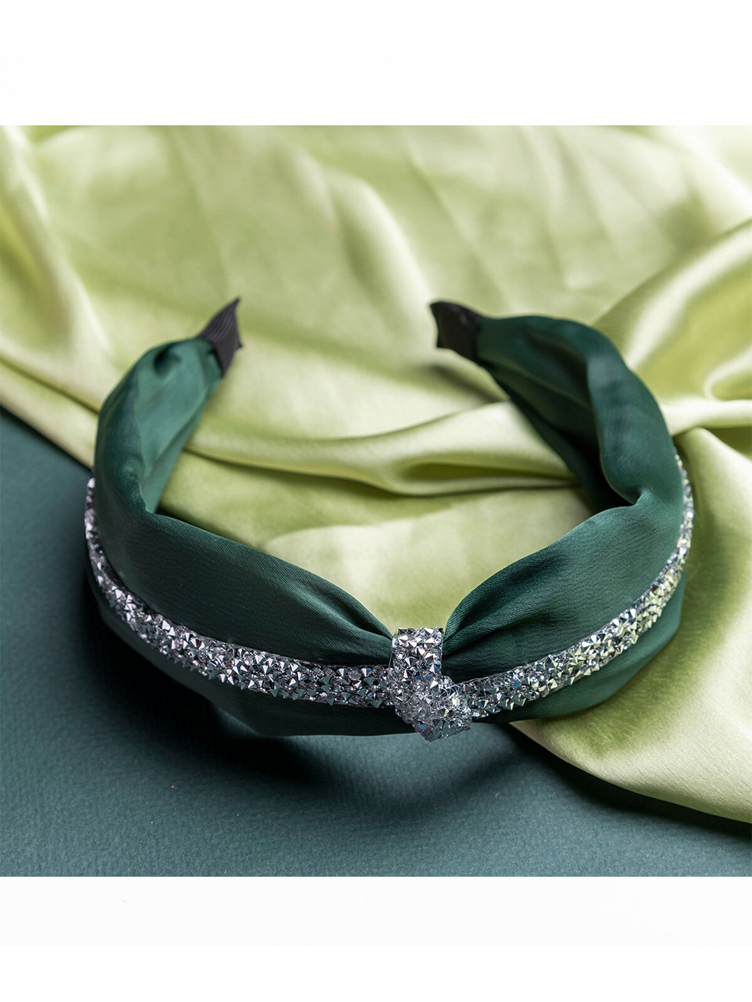 Jewelz Women Green & Silver-Toned Embellished Hairband
