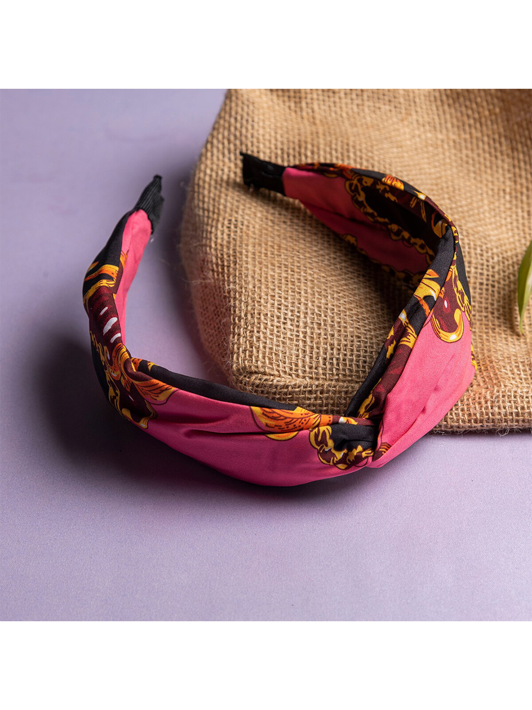 Jewelz Women Pink & Black Printed Hairband