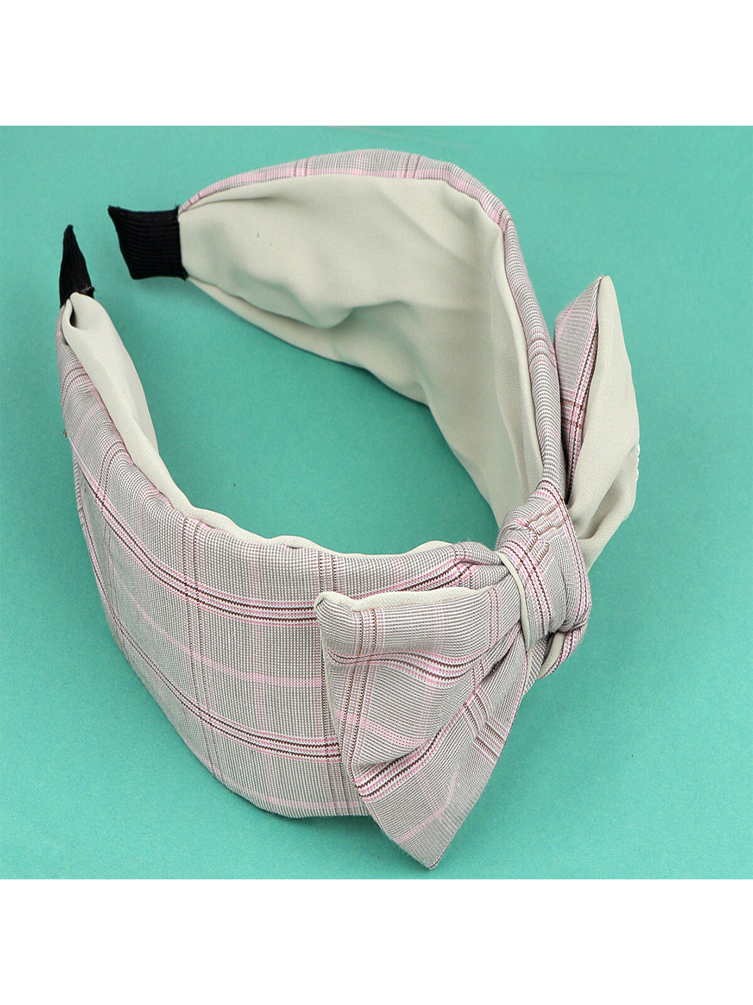 Jewelz Women Grey & Pink Checked Bow Knot Hairband