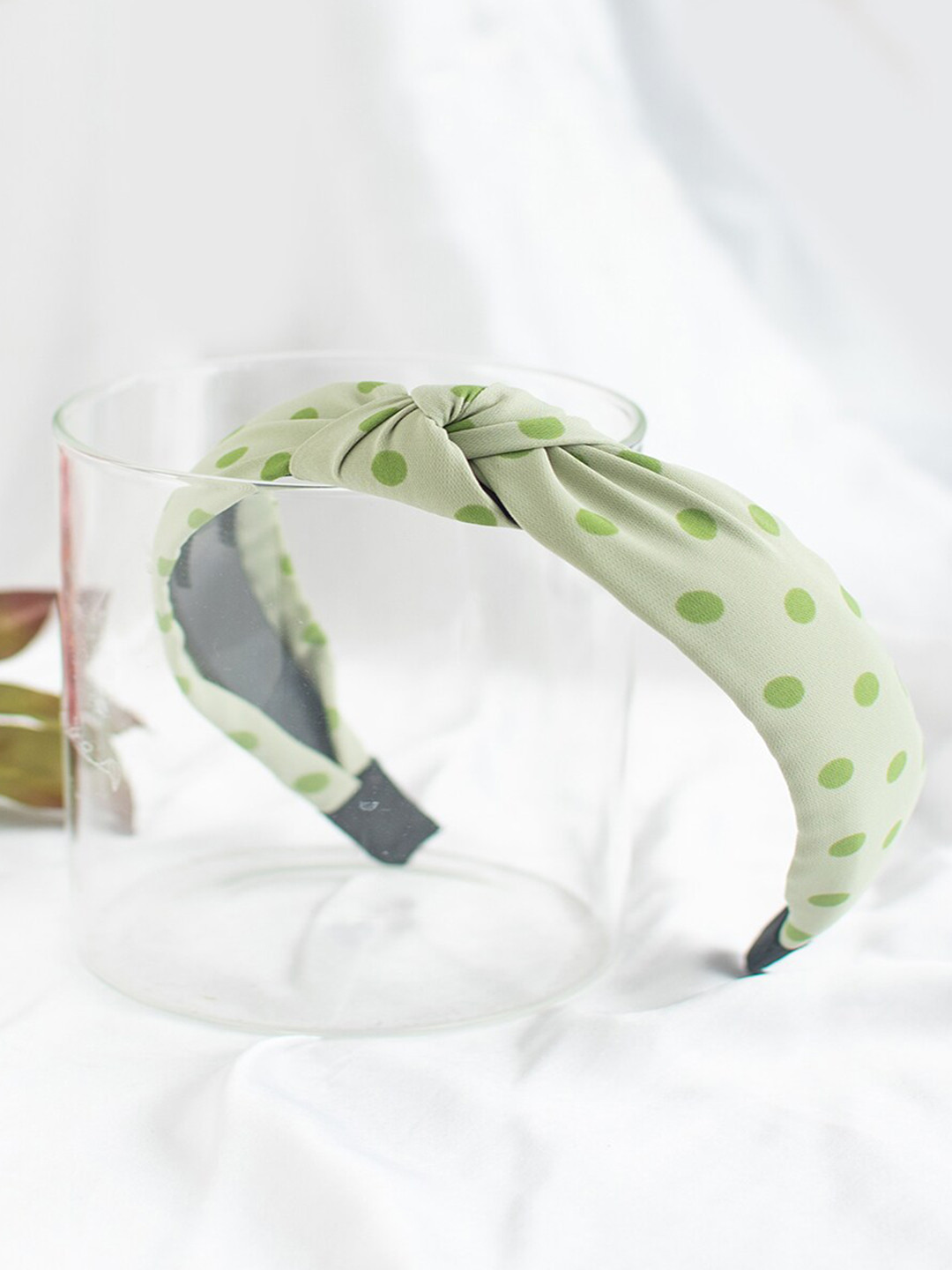 Jewelz Women Green Polka Dots Knot Hairband