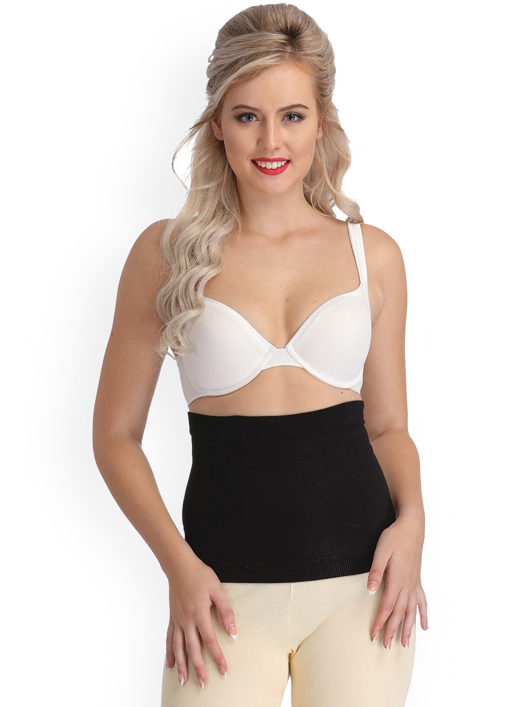 Reveira Women Black Solid Waist Cincher Tummy Shaper