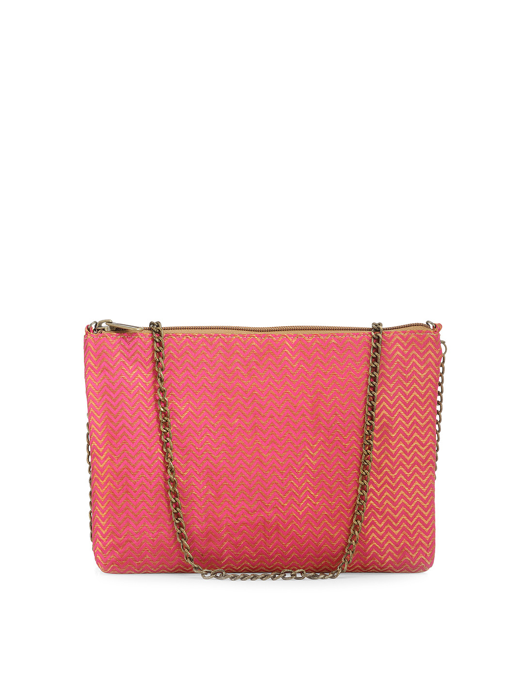 Tarini Nirula Pink & Gold-Toned Self-Design Sling Bag
