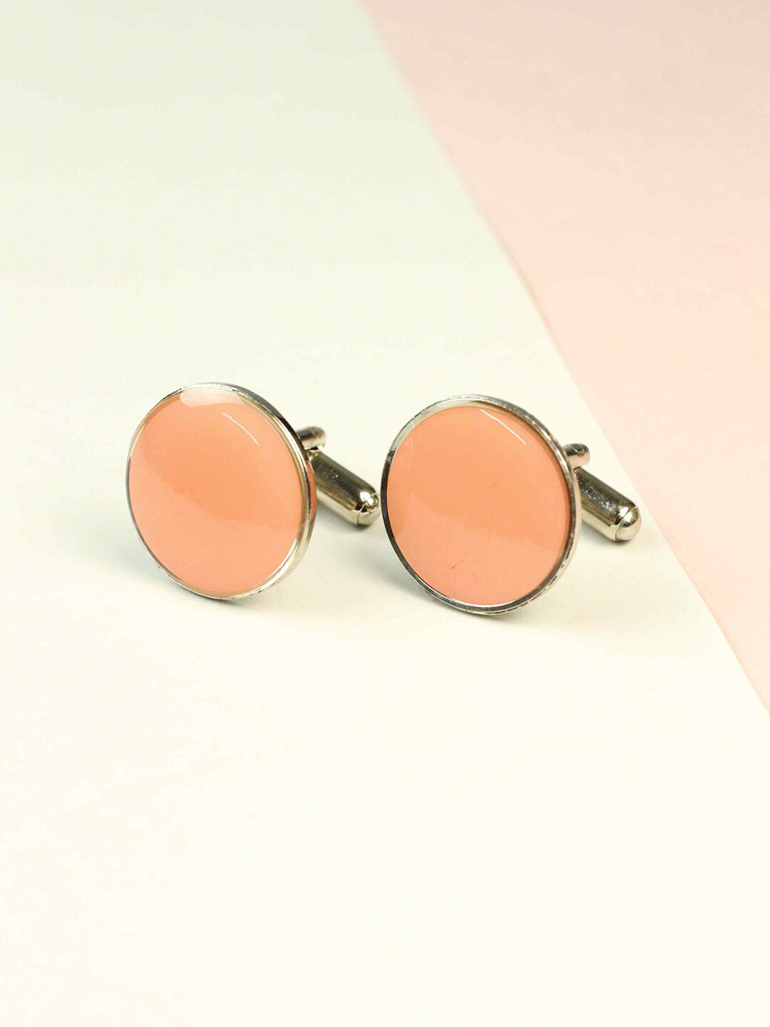 Tossido Men Orange & Gold-Toned Solid Cufflink