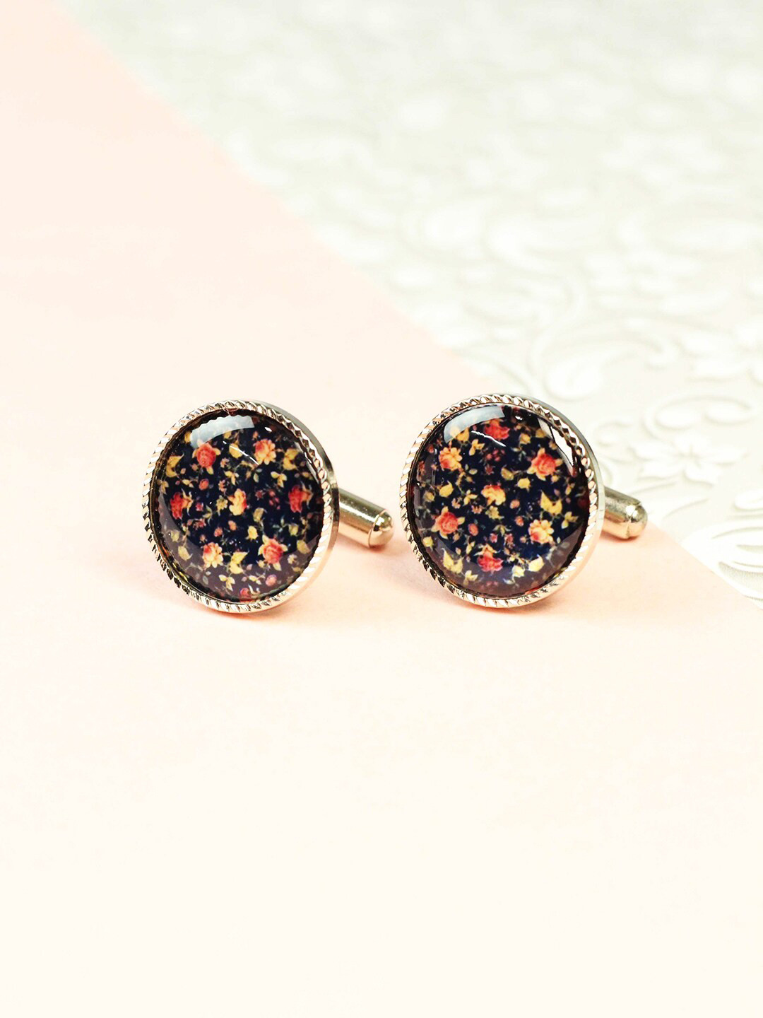 Tossido Blue & Red Printed Metal Cufflink