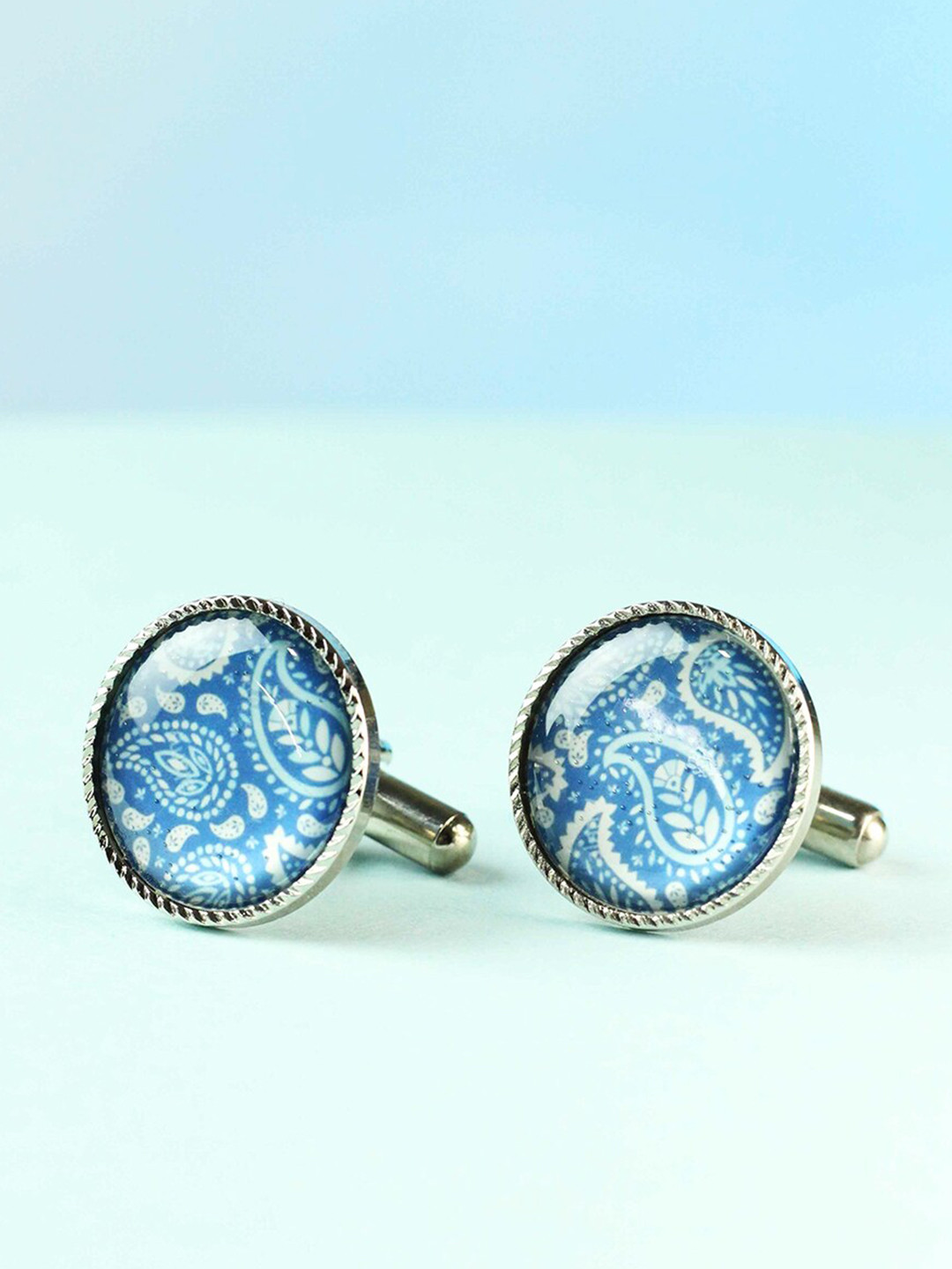 Tossido Blue & White Metal Cufflink