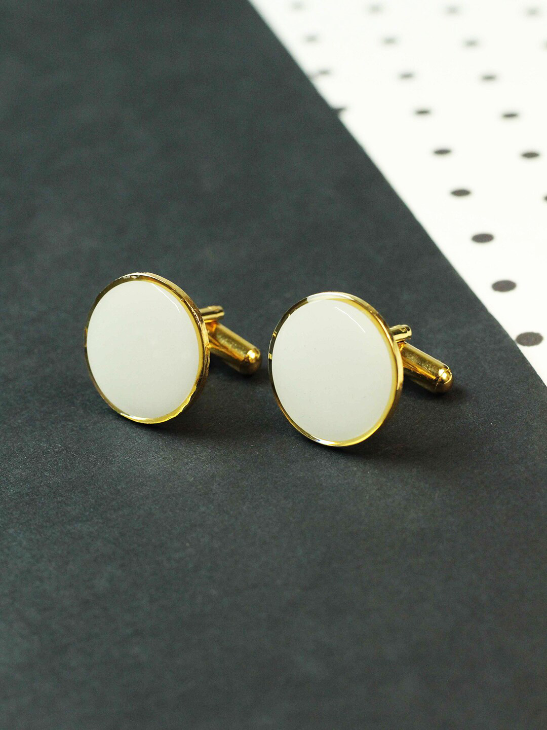 Tossido White & Gold-Toned Cufflink