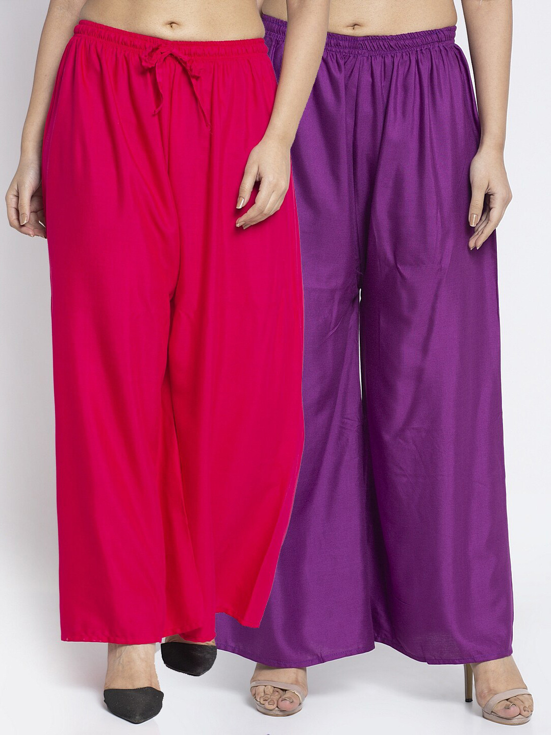 Jinfo Women Pink & Purple 2 Knitted Ethnic Palazzos