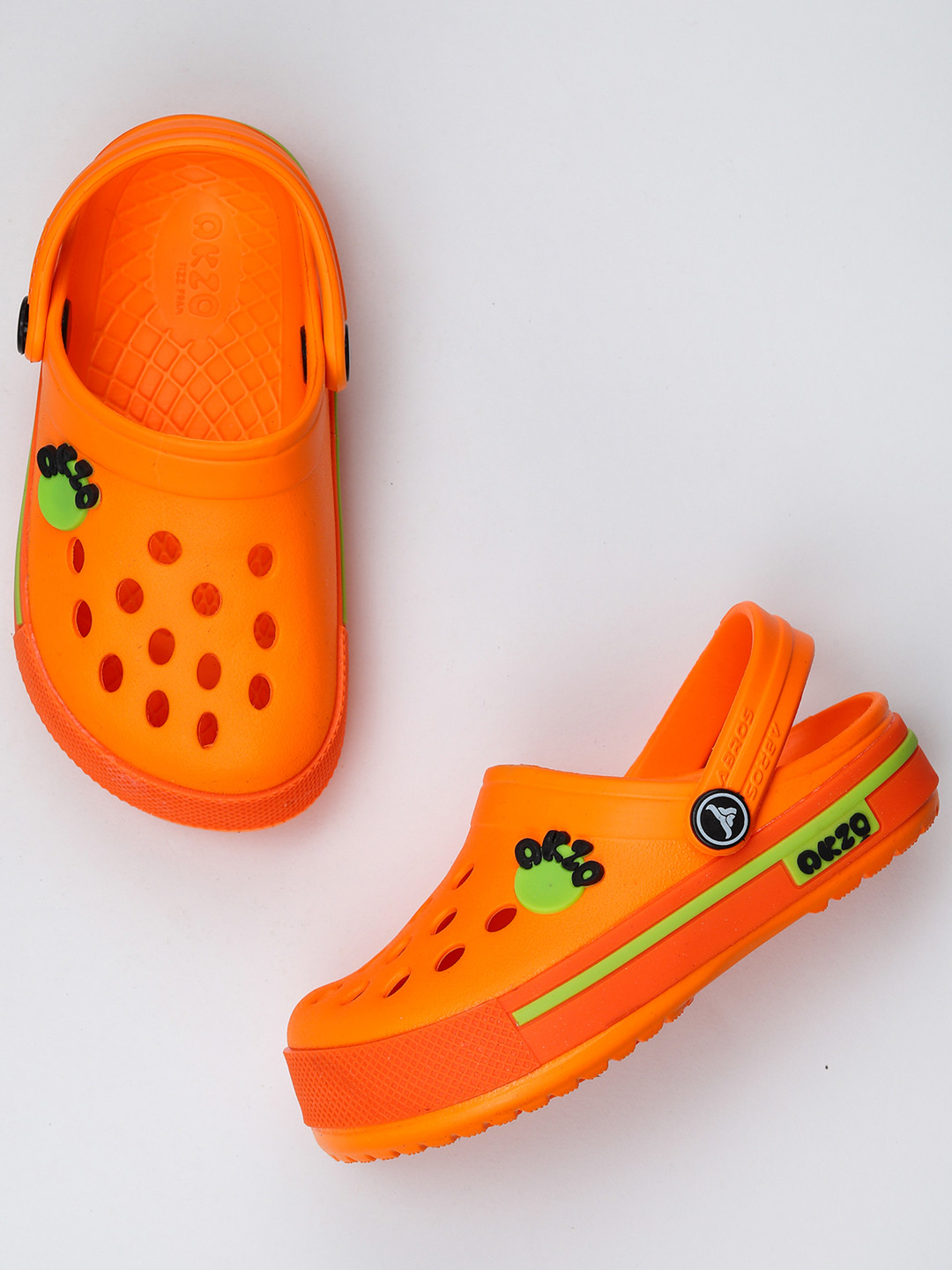 ABROS Unisex Kids Orange Rubber Clogs