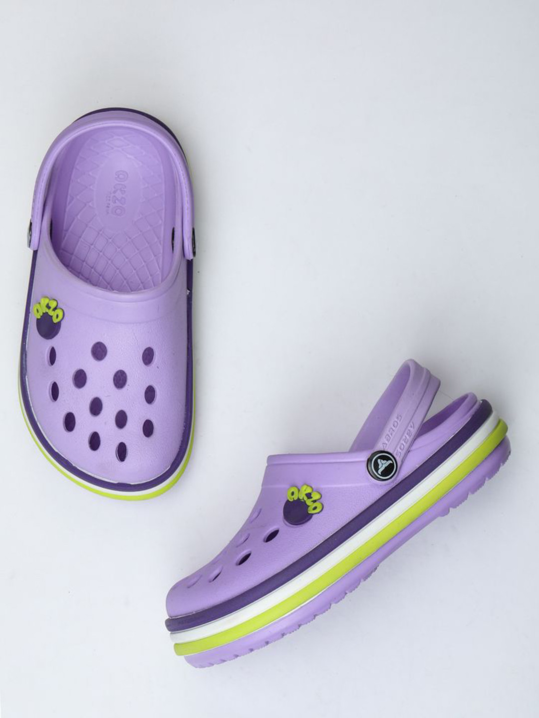 ABROS Unisex Kids Violet & White Rubber Clogs