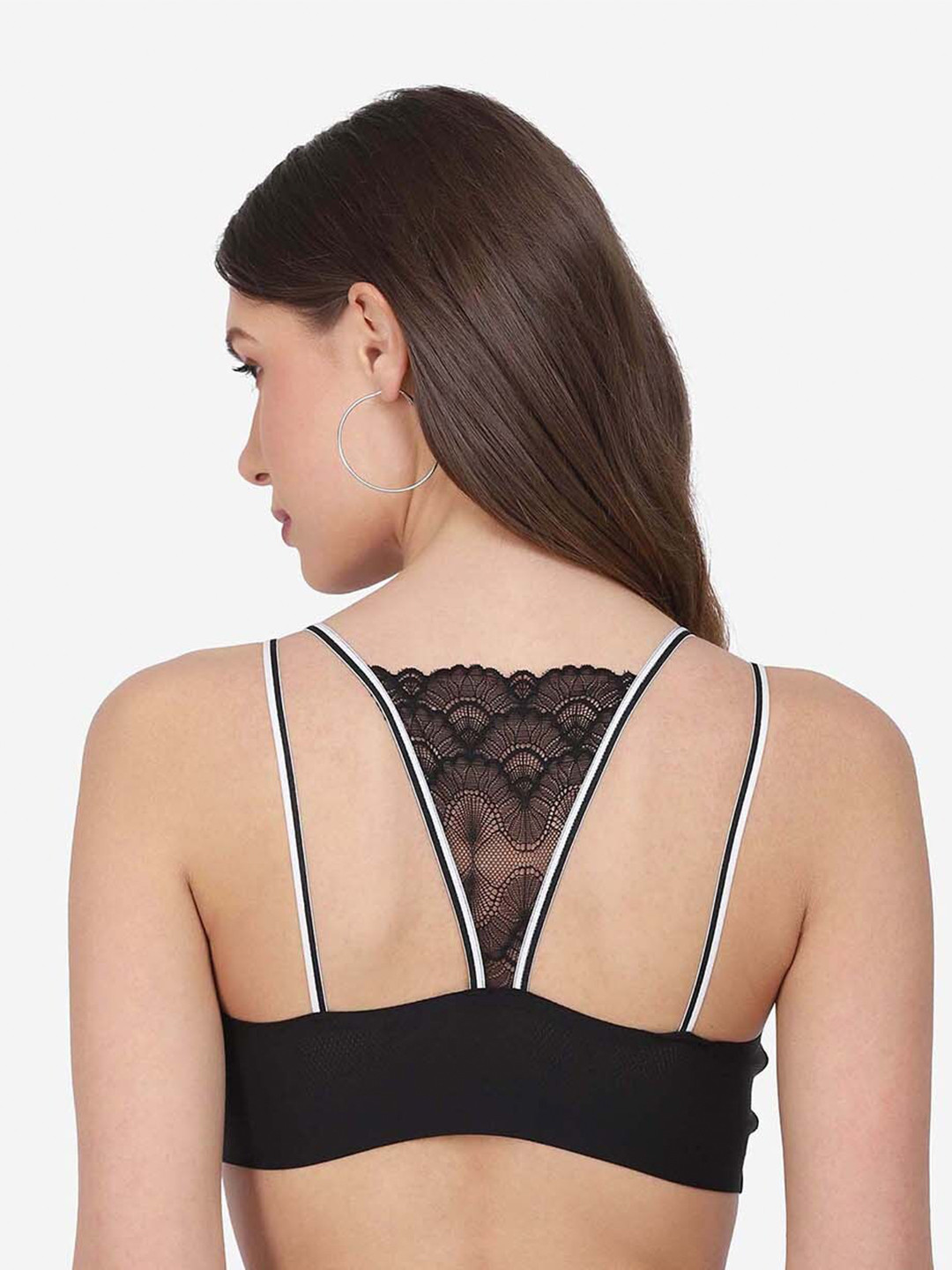 PRETTYBOLD Black Bralette Bra Lightly Padded