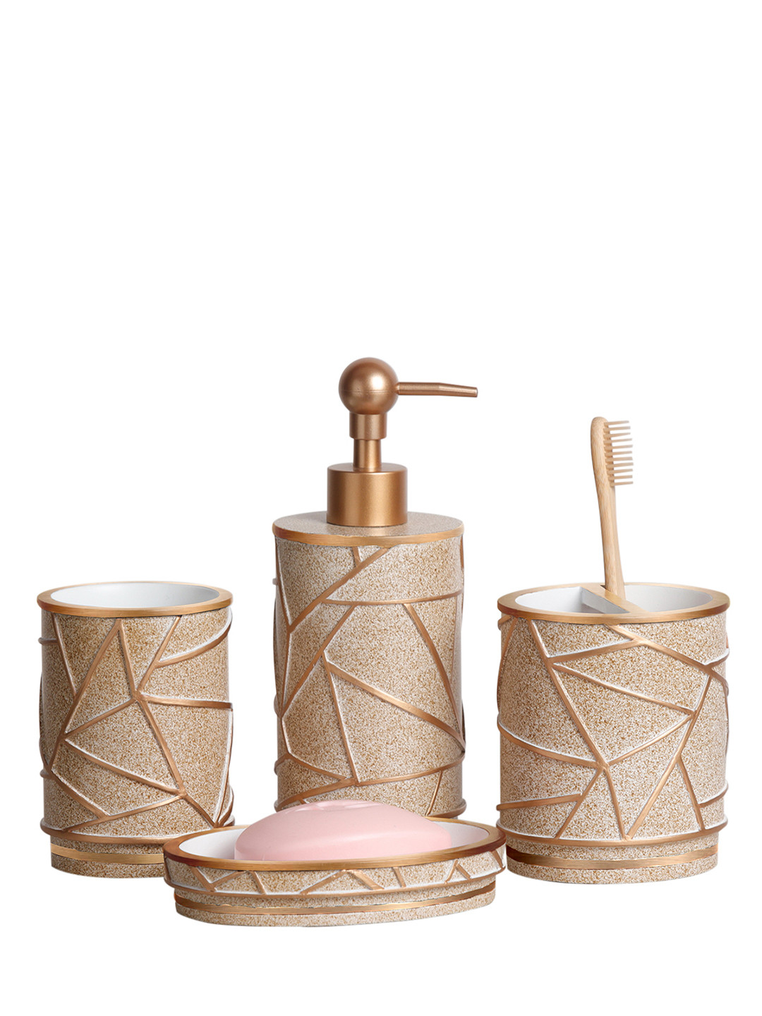 OBSESSIONS Gold & Beige 4 pcs Bathroom Set