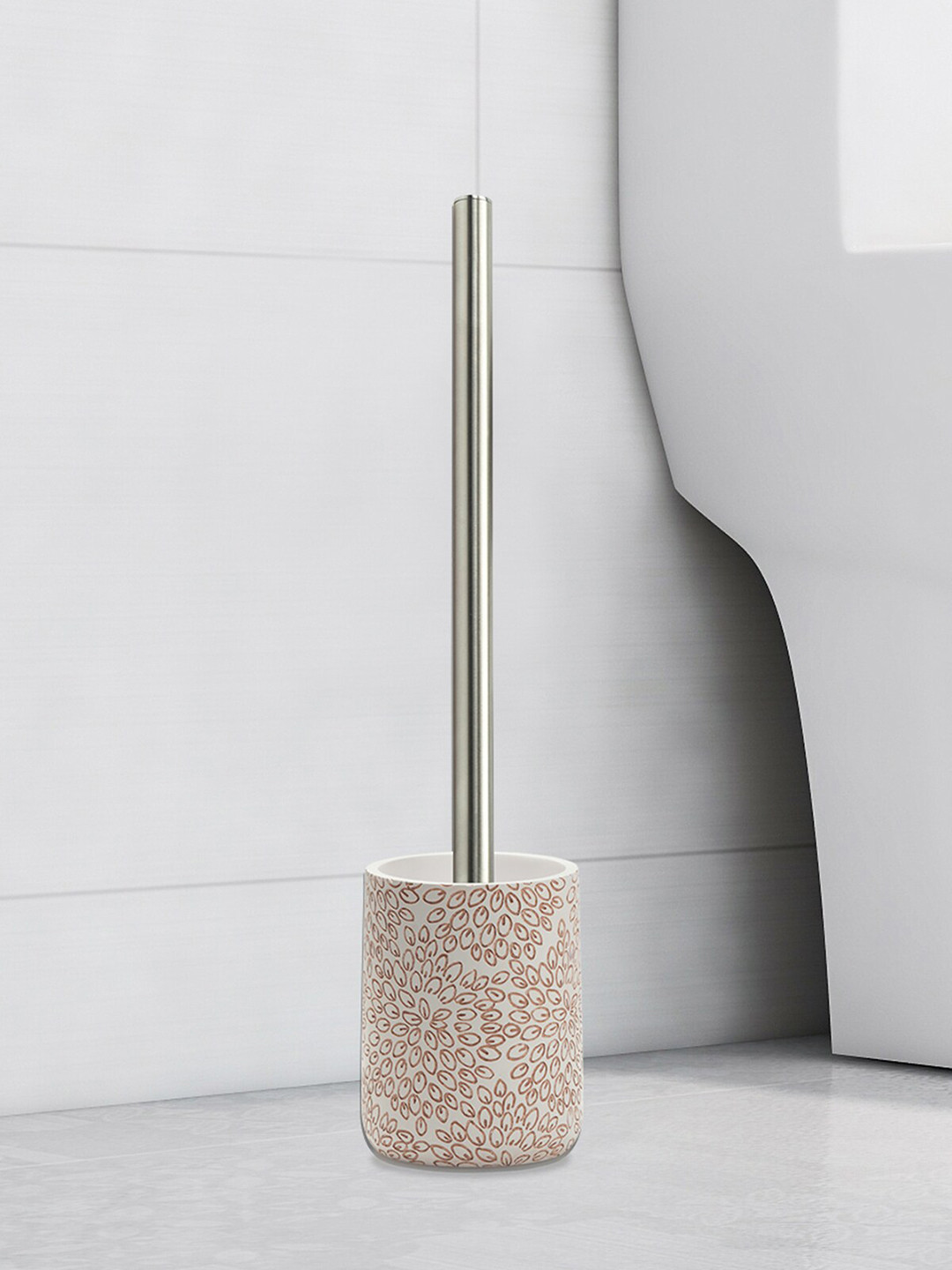 OBSESSIONS Pink Printed Toilet Brush with Holder