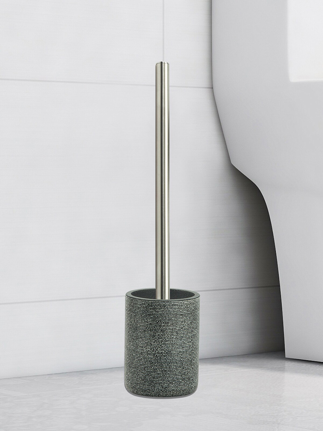 OBSESSIONS Charcoal Grey Striped Toilet Brush with Holder