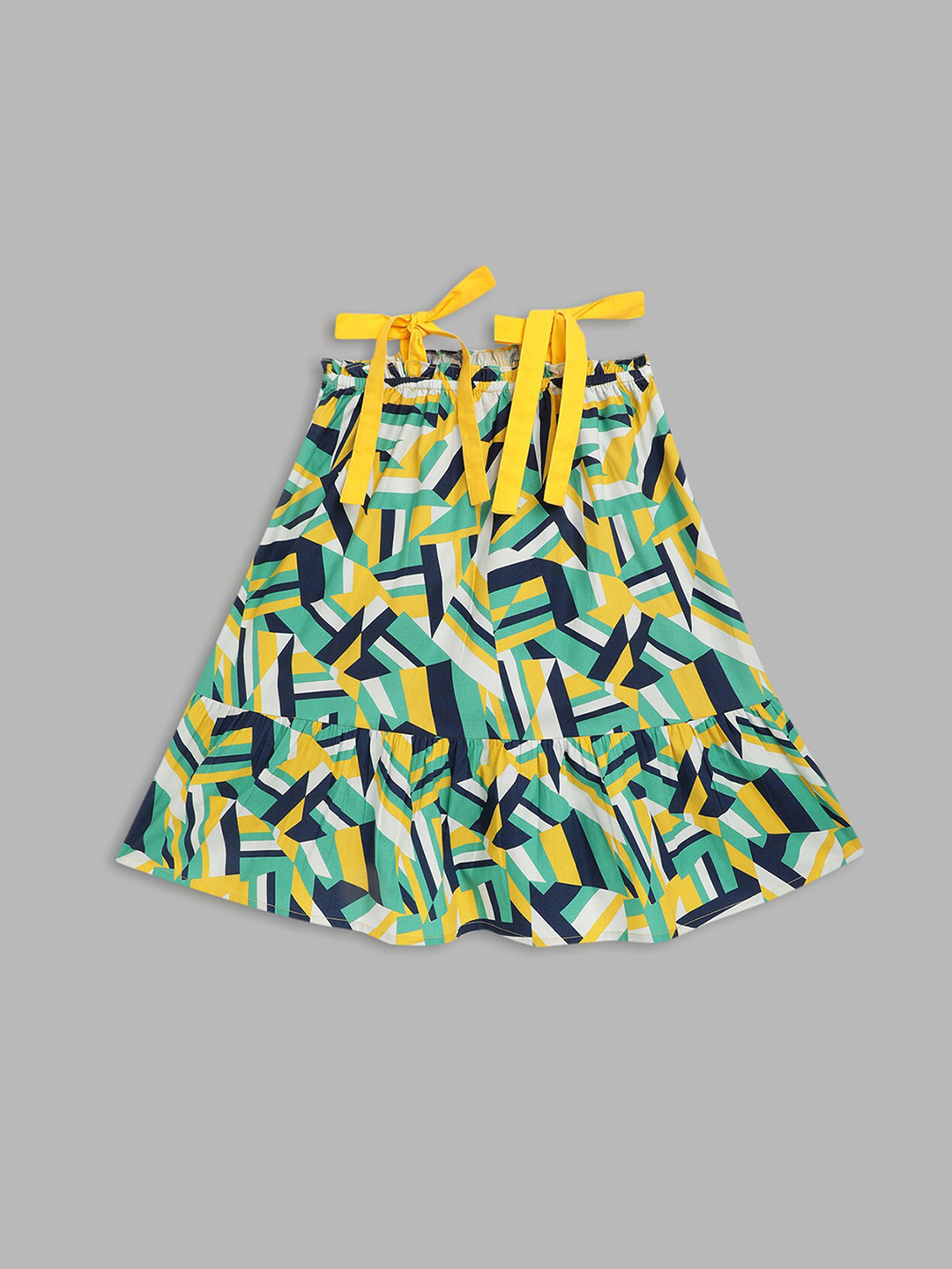 Blue Giraffe Green & Yellow A-Line Dress