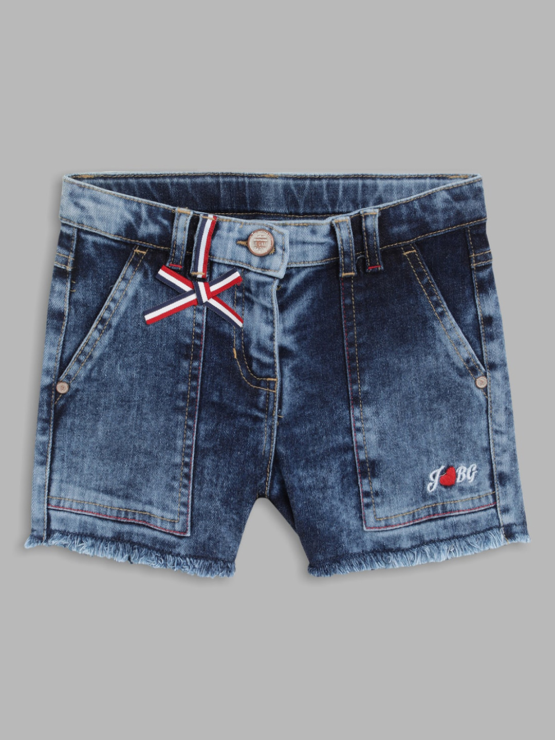 Blue Giraffe Girls Blue Washed Denim Shorts