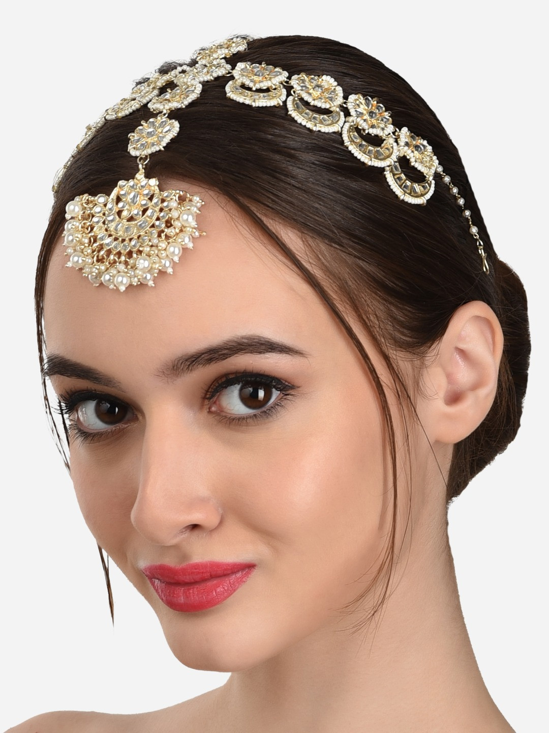 Zaveri Pearls Gold-Plated Kundan & Pearls Embellished Matha Patti