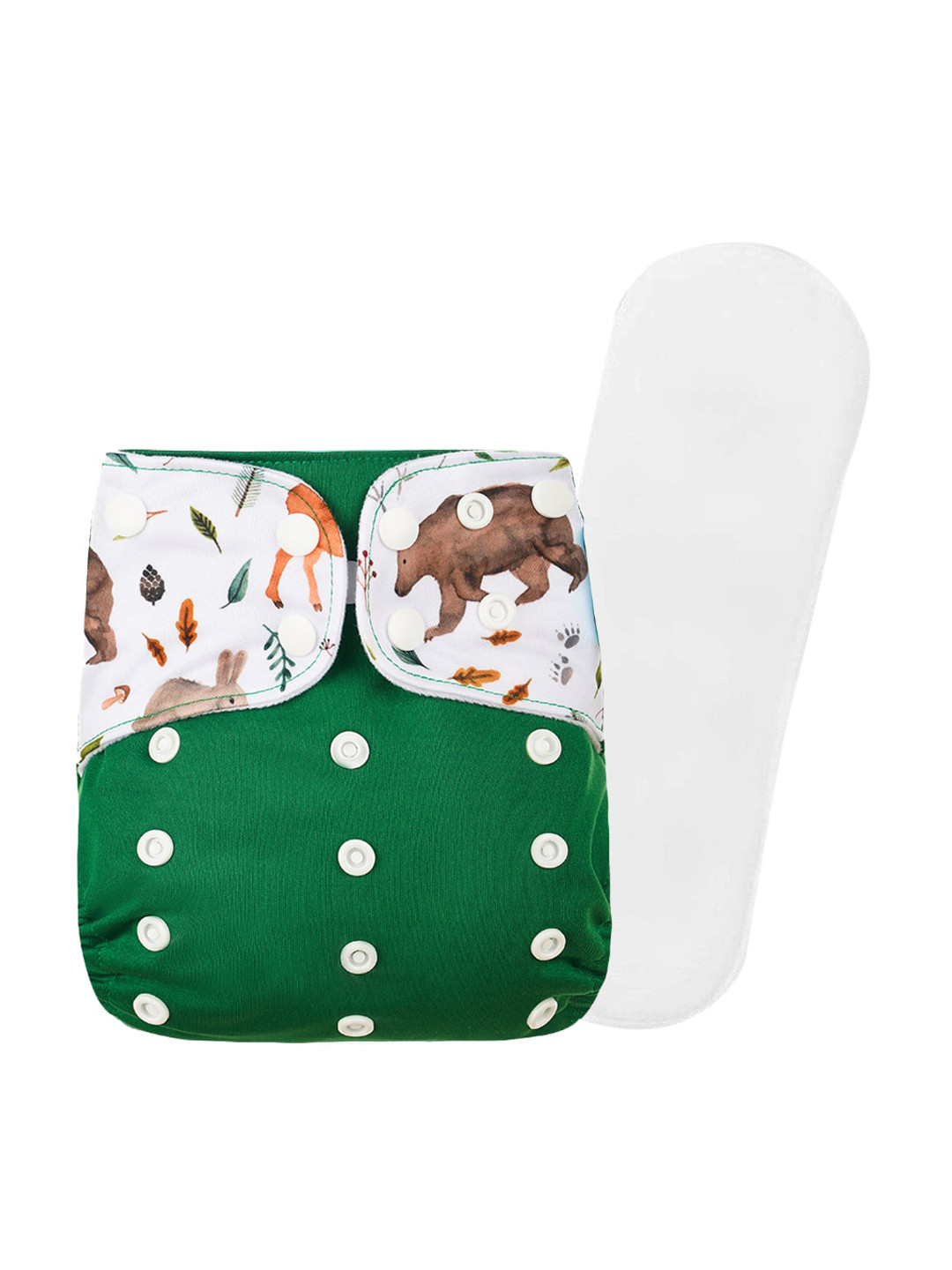 GUCHIGU Infant Kids Green & White Printed Soft Cloth Reusable Washable Diapers