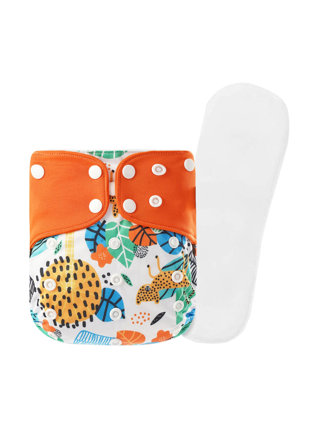 GUCHIGU Infant Kids White & Orange Printed Reusable Diaper