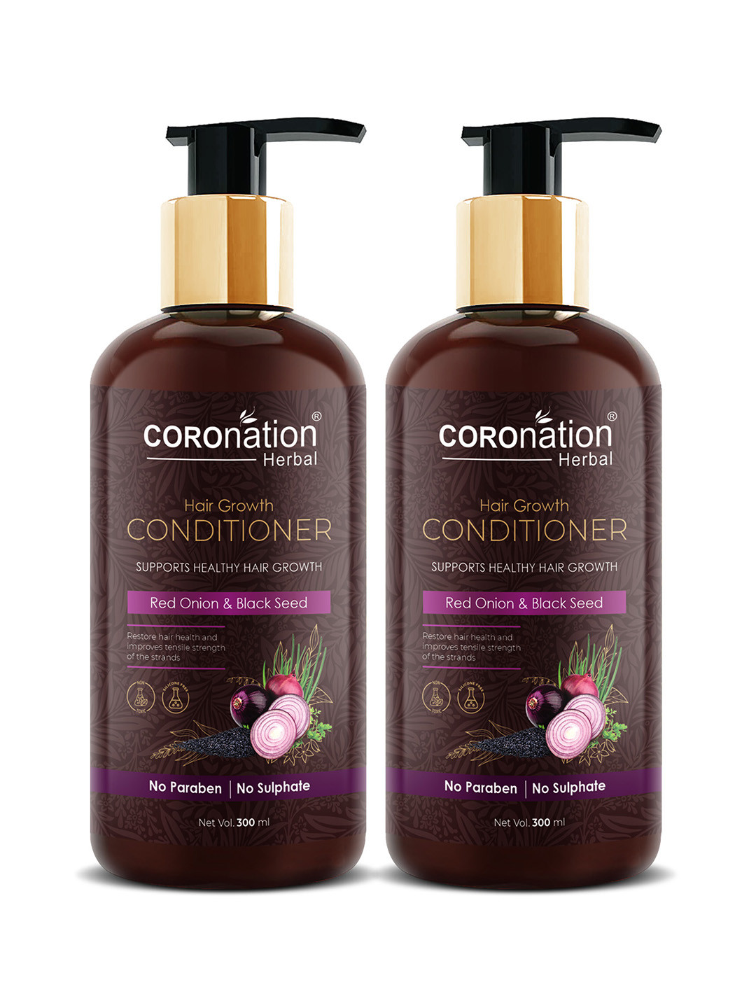 COROnation Herbal Set of 2 Hair Growth Conditioner with Red Onion-Black Seed Oil 600 ml