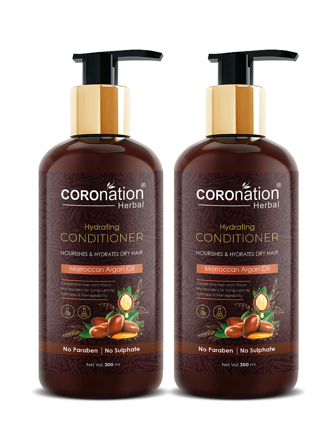 COROnation Herbal Set of 2 Hydrating Conditioner with Moroccan Argan Oil 300 ml each