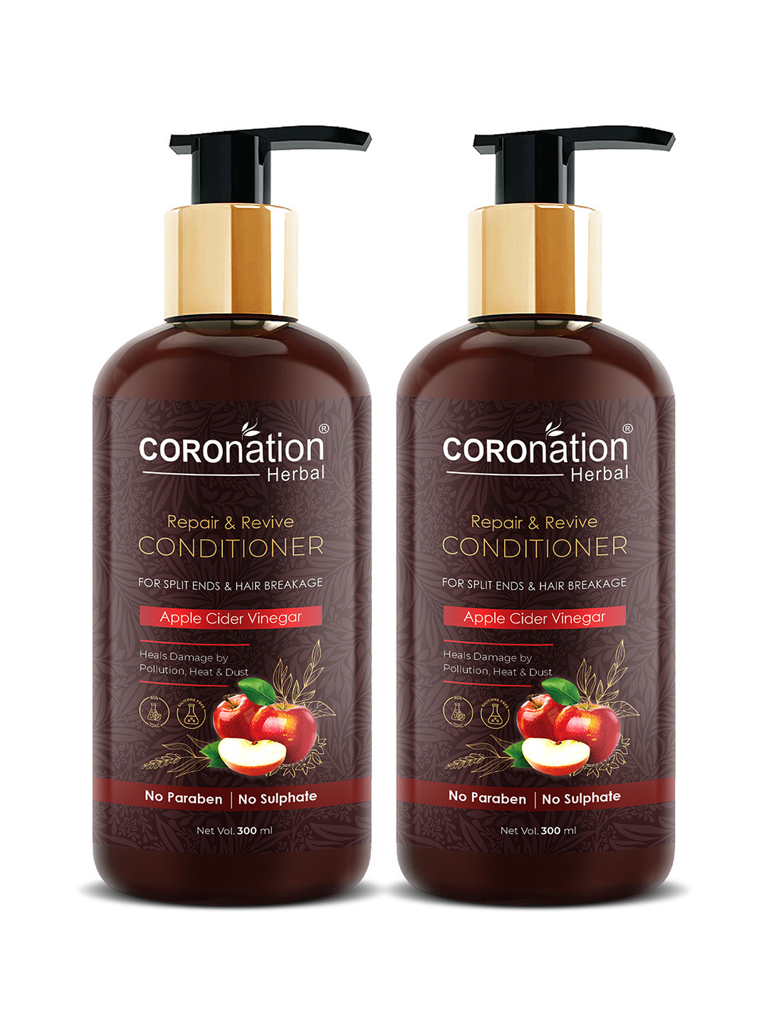 COROnation Herbal Set of 2 Repair & Revive Hair Conditioner with Apple Cider Vinegar 600ml