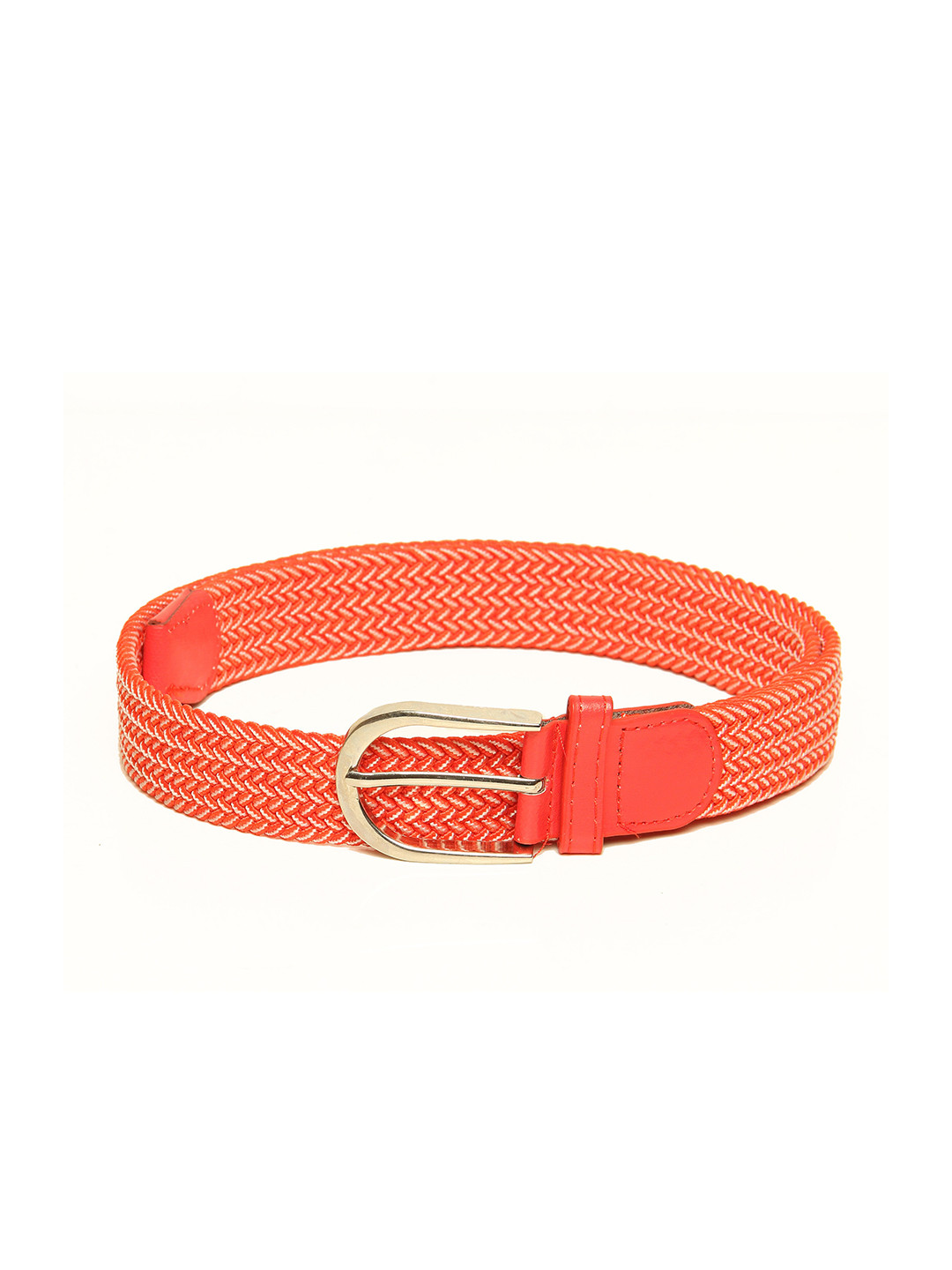 Calvadoss Men Orange Solid Braided Belt