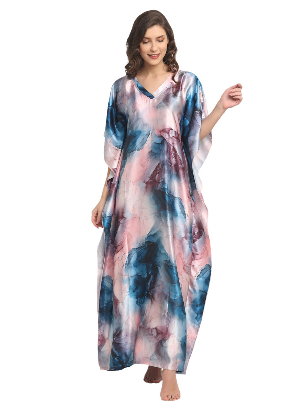 Claura Women Multi Color Kaftan Nightdress